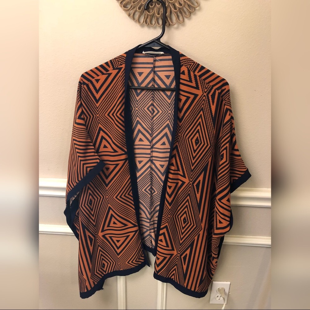 Navy/Burnt Orange Kimono - OS